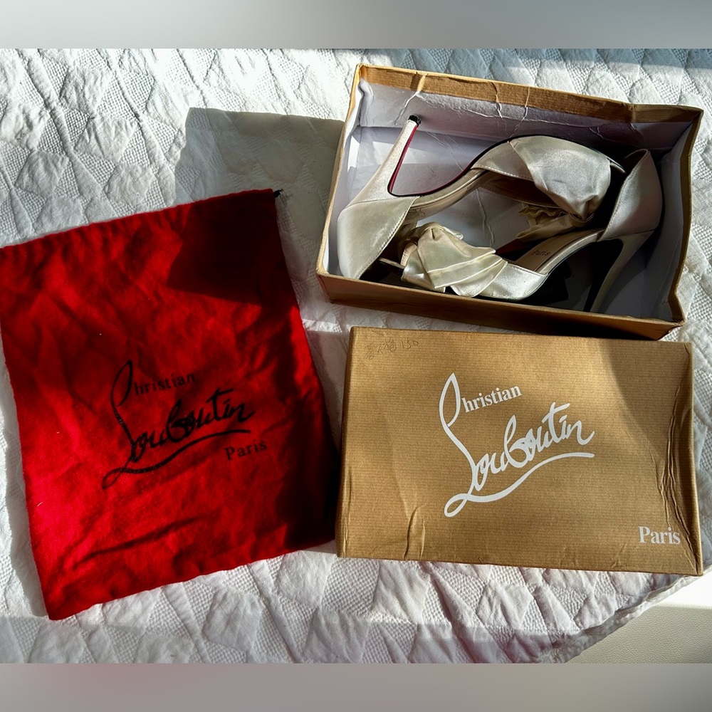 Red Bottom Wedding Shoes Christian Louboutin Champagne Bow Size 39